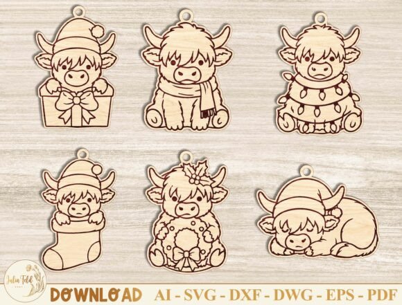 Download Christmas Cow Ornaments SVG Bundle - Ornaments Collection