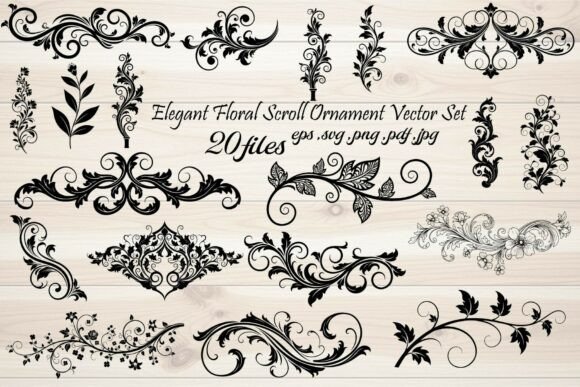 Download Elegant Floral Scroll Ornament Vector - Elegant Collection
